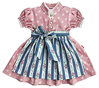 Mogo Baby - Mädchen Baby-Dirndl rosa mit Schürze blau, ROSA, 50/56