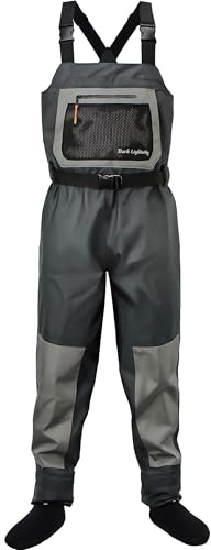 Dark Lightning Breathable Insulated Chest Waders, Perfect for 4 Seasons Fly Fishing Stocking Foot Waders for Men and Women, XL Size