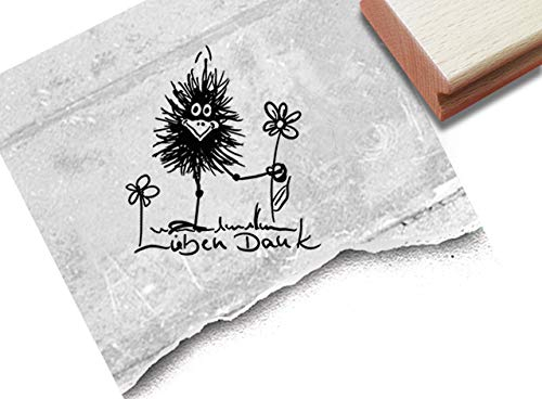 Stempel Lieben Dank, in Handschrift mit Rabe - Textstempel Tier Dankeschön Danksagung Karten Geschenkanhänger Geschenk Basteln Deko - zAcheR-fineT