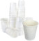 Lot de 100 verres en papier avec motif damassé couleur blanc 7 oz (200 ml) emballés individuellement à usage unique