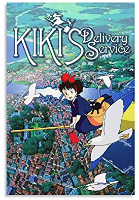 GNKIO Kiki's Delivery Service Anime Poster Dekorative Malerei Leinwand Wandkunst Wohnzimmer Poster Schlafzimmer Malerei 12x18inch(30x45cm)