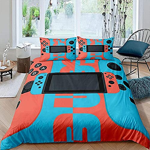 Luyshts 3D Bettbezug Set Bettwäsche-Sets Gamepad, Gamer, Videospiel-Controller Einzeln (135x200 cm), 2er Set 1 Stück Bettbezug + 1 Stück passender Kissenbezug