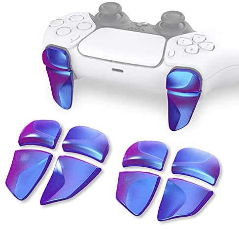 PlayVital 2 Paar Erweiterung Trigger Schultertasten kompatibel mit ps5 Controller, Adjusters für PS Portal Remote Player, Spiel Verbesserung Adjuster Tasten Knöpfe für PS5 Edge Controller-Lila Blau