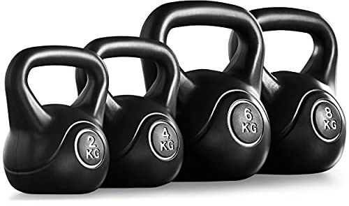 Yaheetech Kettlebell Kugelhantel Set Fitness Schwunghantel Kunststoff Gewichte Hantel für Krafttraining 2 bis 8 KG