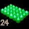 UHAT Pack of 24 Flameless Battery Tea Lights Candle Assorted Color, Dia 1.5 Fake Candle for Celebration, Party (Green)