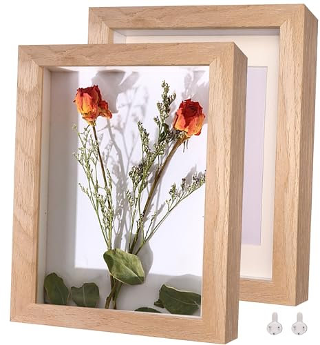 Dohomi Cadre Bilderrahmen 20.3x25.4 cm (2 Stück, Teak) aus massivem Holz und Echtglas, Display-Bilder 20.3x25.4 cm mit Matte oder 15.2x20.3 cm ohne Matte für Wand oder Tischplatte, 20.3x25.4 cm