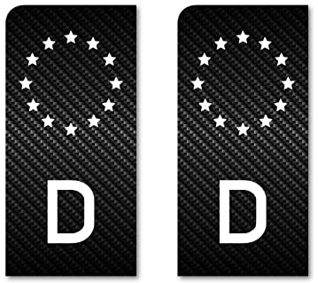 Ritter Mediendesign Aufkleber Motorrad Nummernschild Carbon 2X EU-Feld Kennzeichen Sticker Set Schwarz Waschstrassenfest UV-Beständig, 4,5 cm x 9,5