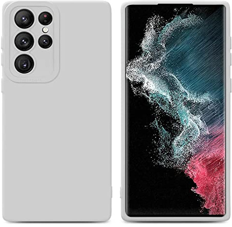 Cadorabo Hülle kompatibel mit Samsung Galaxy S22 Ultra Schutzhülle TPU Silikon Case Liquid Design mit Kameraschutz Slim Kratzfest Weiche Gummi mit Rundumschutz Case Hülle für Galaxy S22 Ultra in Weiß