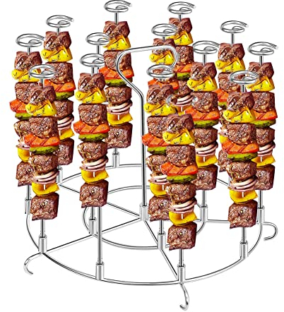 Support de brochettes en acier inoxydable compatible avec friteuse à air Ninja, support à brochettes de 6/8 l, accessoires de gril de friteuse à air comprimé (8 QT)