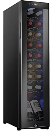 Ivation 18 Bottle Compressor Wine Cooler Refrigerator w/Lock | Large Freestanding Wine Cellar For Red, White, Champagne or Sparkling Wine | 41f-64f Digital Temperature Control Fridge Glass Door Black