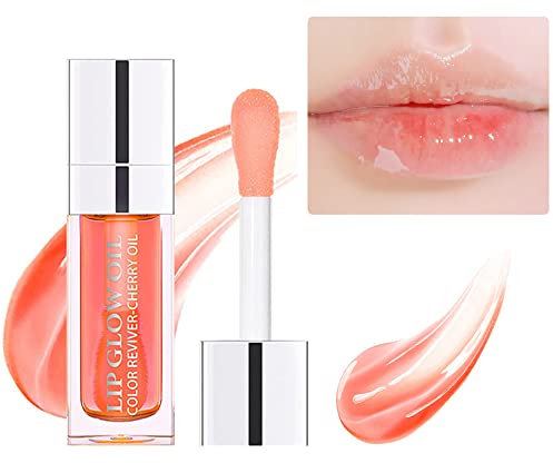 Hydrating Lip Oil Plumping Lip Gloss, Crystal Jelly Moisturizing Lip Oil/Polished Lip Oil Lines/Tint Moisturizing Transparent Lip Balm Care Stick (Pink-001)