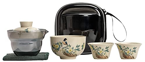 fanquare Good Luck Portable Tea Sets for Adults, Chinese Travel Tea Sets, Porcelain Vintage Tea Service for Gifts