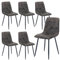 Artist Hand Set of 6 Dining Chairs for Dining Room Living Room, Vintage Faux Suede Dining Chairs with Backrest Upholstered Seat Solid Metal Legs, Gray