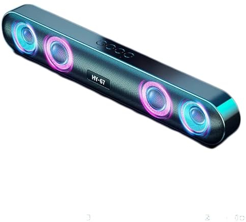 Areyourshop Soundbar Lautsprecher für PC 6D Surround Bluetooth PC Speaker,Drahtlos Soundbar PC Soundbar mit 4 Wärmeableitendes, farbwechselndes RGB-Licht,Boxen für PC Tragbar und wiederaufladbar