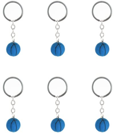 Lot de 6 Porte-clés de Basketball - Porte-clés - Souvenir de Voiture - Pendentif Mini Sac - pour Les Amateurs de Basket-Ball – Bleu