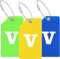 Anteecana 3 Stück Silikon-Gepäckanhänger mit Initialen-Tasche, Handtasche, Reisekoffer, Anhänger mit Namensausweis, schnell zu erkennen (gelb, blau, grün (Buchstabe V)