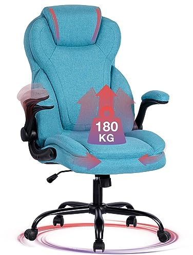 Fantasylab Bürostuhl 180KG Chefsessel Bürostuhl Stoff Schreibtischstuhl Ergonomischer Drehsessel XXL Office Chair, Blau