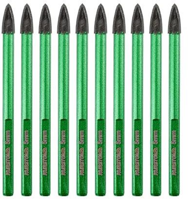 KURSTOL Masonry Drill Bits Set - 6mm*10 Tungsten Carbide Tip Tile Drill Bit for Porcelain Tile Concrete Brick Glass Wood Ceramic, Triangle Shank