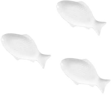 ABOOFAN 3 Stück Glasgeschirr Keramik Fisch Einzigartige Teller Fischform Servierteller Kleine Fischteller Fischform Pfanne Salatteller Truthahn Servierplatte Speiseteller