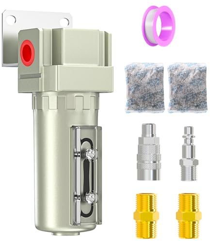 MEANLIN 1,9 cm NPT Druckluft-Trocknungsmittel-Trocknungssystem in Industriequalität, für trockene Luft, Druckluft, Plasmaschneider und Farbspray mit Aktivkohlebeutel