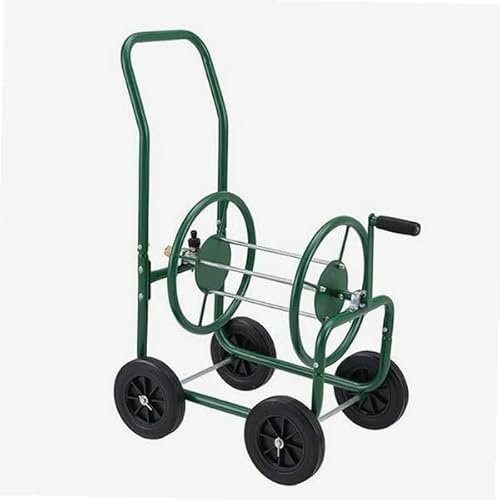 WERKA PRO Dévidoir Métal sur Roues pour Tuyau d'Arrosage 60 m Vert | Acier, ergonomique, robuste, capacité 60 m, 4 roues polyuréthane increvables, taille 87 x 45 x 94 cm, verte