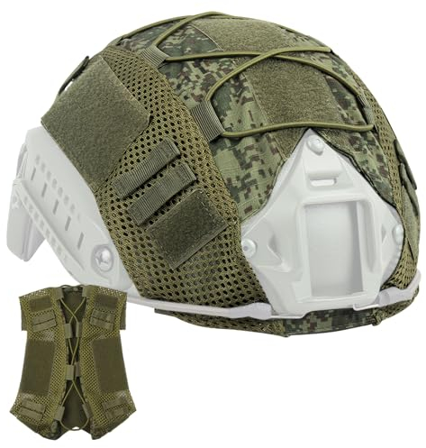 Rapidbok Taktischer Helmüberzug, Paintball Helm Abdeckung, Tarnung Helmbezug de Nylontuch, Airsoft Helmzubehör, Tarnung Taktische Helmtasche kompatibel mit BJ PJ MH Schneller Helm Größe M/L (Grün)