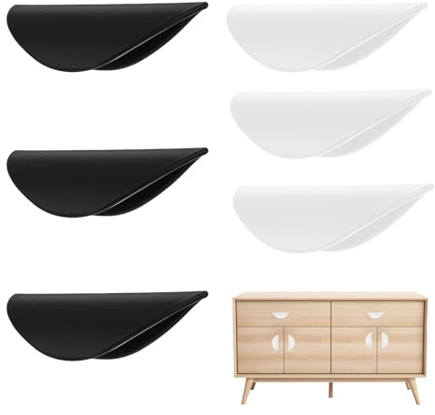 Giantree 6 tiradores para puerta de balcón con adhesivo exterior, autoadhesivos, para puerta de exterior, de cristal, sin agujeros, para muebles, cajones, cocina, ABS, negro y blanco