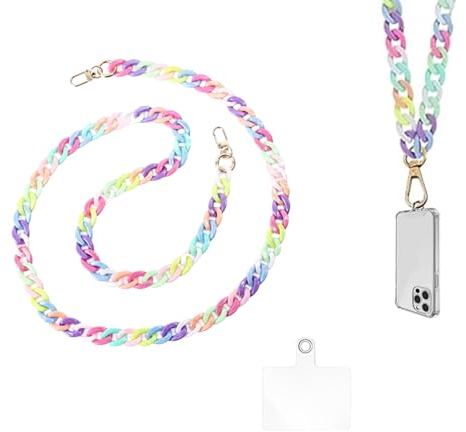 YANINEE 2 Stück Universal Handykette Bunt, Handykette zum Umhängen mit Jeder Hülle Kombinierbar, Enthält 2 Kartenhalter