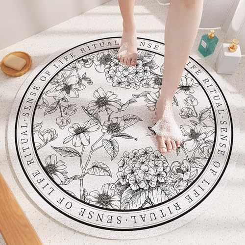 Yinghesheng Rund Duschmatte rutschfest 60x60 cm Modern Stil Weich Komfort Badematte Massage, PVC Antirutschmatte Dusche mit Ablauflöchern,Hohe Wasserdurchlässigkeit,Anti-Schimmel,für Nassbereiche,C