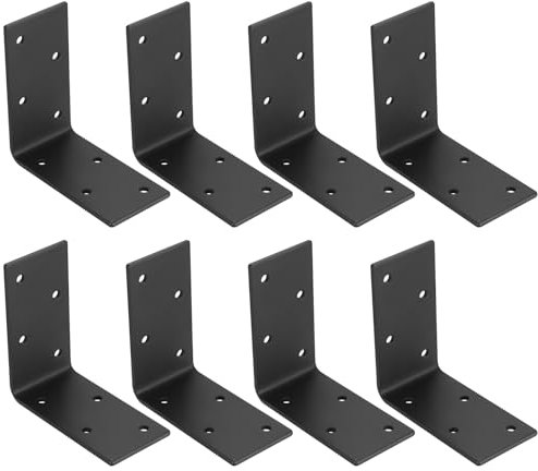 8 Pcs Angle Brackets, 3x3x1.5 Inch Corner Pieces for Wood, Heavy Duty Metal Braces, Sleeper Supports, Right Angle Corner Braces for Timber Joining Fixing Repair Connector