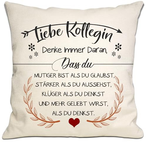 Bommex Du mutiger bist als du glaubst Kissenbezüge für weibliche Kollegen inspirierendes Geschenk für Kollegin Abgang Wertschätzung Geschenk Geburtstag (Kollegin-1)