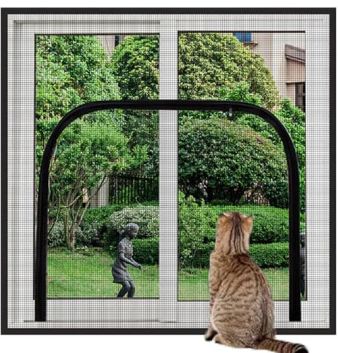 Yuly Zanzariera per finestre di Dimensioni Personalizzate, Rete di Sicurezza per Gatti con Cerniera, reti di Protezione Anti-Fuga per Animali Domestici, zanzariera autoadesiva per finestre