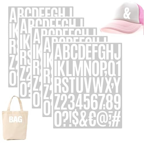 WUWUSU 5 Blatt 250 Stück Buchstaben Und Zahlen Zum Aufbügeln für Kleidung 5.1 cm Große Vinyl Buchstaben Zum Aufbügeln Wärmeübertragungsbuchstaben Mit A-Z Pu Alphabeten 0–9 Zahlen Alphabet Zum Aufbüge