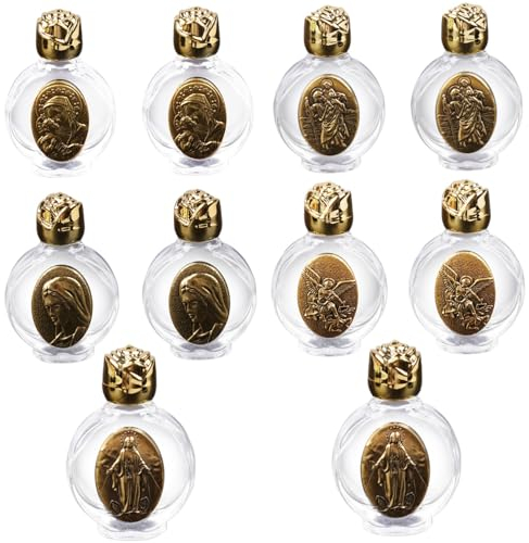 Botella de agua bendita, 10 unidades, recipiente de agua bendita en relieve, vidrio vacío, rociador de agua bendita, frasco de agua bendita cristiana para regalo religioso, decoración de boda en el ho