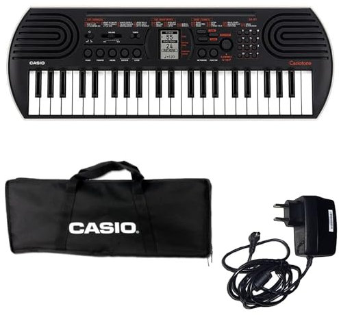Casio SA-81 Tastiera Digitale Mini a 44 Tasti, Colore Nero/Grigio Chiaro, con Borsa e Alimentatore