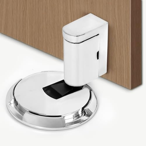 KufaerBeam Invisible Door Stopper for Various Door Types, Windproof Indoor, Floor Fixed (Silver)