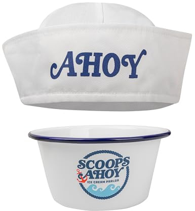 Cinereplicas Stranger Things - Scoops Ahoy Ice Cream Bowl and Ahoy Hat - Official License