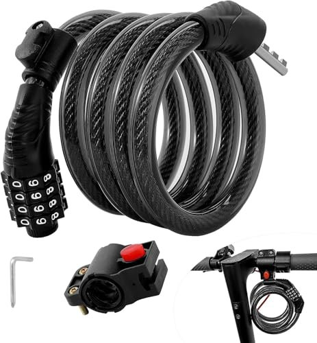 FXINRUIA E Scooter Lock Cable Lock Electric Scooter Bike Lucchetto a combinazione Heavy Duty Antifurto Lock per Xiaomi M365/Max/GXL/Ninebot/Segway Scooter/Moto/Bicicletta