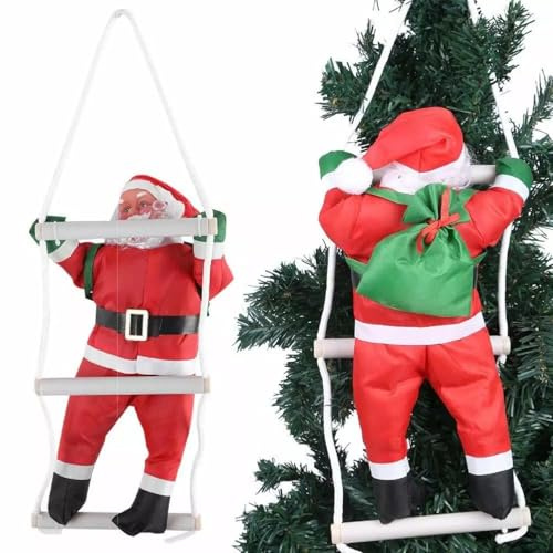 Santa Climbing Rope Ladder Outdoor Christmas Garden Decoration, Waterproof (50cm Santa)