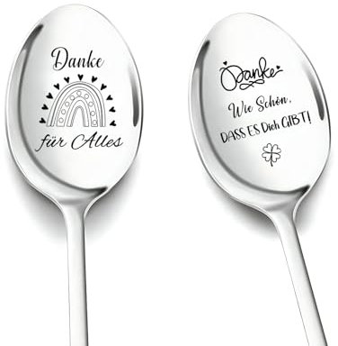 Dankeschön Geschenke Klein 2 Stück Kaffeelöffel Edelstahl Vatertagsgeschenk für Papa Abschiedsgeschenk für Frauen Männer Ruhestand Weihnachten Geburtstag Danke Geschenk für Freundin Kollegen Mama