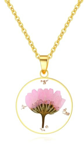 Aster Pressed flower Necklace | September Birth Month Flower Necklace | Pressed Flower Necklace Gift for Women | Personalized Handmade Necklaces | Aster Represent Love and Wisdom | Birthday | 45 cm
