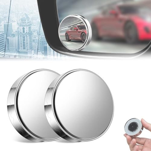 DAYKET 2 Stück Toter Winkel Spiegel für Suzuki Samurai Jimny Ignis SX4 Grand Vitara Equator Across Wagon, Saugnapf Auto-Seitenspiegel, 360 Rotation Adjustable Side View Mirror,A/Silver