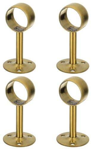 QUARKZMAN 4 Stück 32mm Gardinenstangenhalterung, Deckenmontierte Rohrflanschbuchse, Edelstahl-Schrankstangenhalterung, Gold