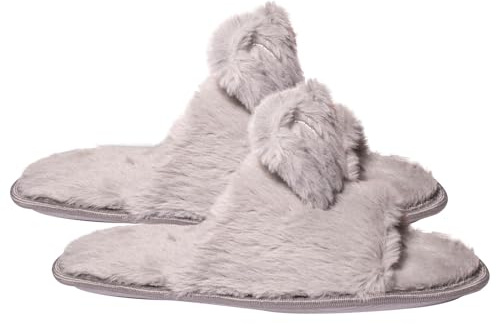 A2Z Ladies Fluffy Bow Slippers Women’s Soft Plush Open-Toe House Sliders with Cushioned Footbed Cosy Indoor Slip-On Sandals with Non-Slip Sole Lightweight Comfortable Lounge Home Wear for Women