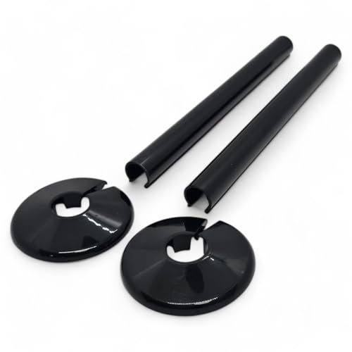 Duraplast UK™ CLICKIT Pipe Tail Kit - Black Effect Radiator Pipe Collar & Shroud Kit - Easy Snap-On Design, Durable & Heat Resistant - Covers Unsightly Radiator Tails for a Professional Finish