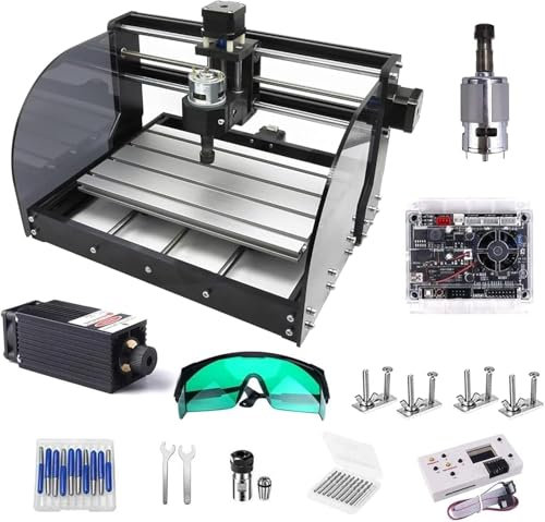【Modulo 2 in 1 15 W 】 Fresatrice CNC GHWMYD aggiornata 3018 Pro-M con controllo offline, punte per fresa CNC da 20 pezzi, incisione a macchina CNC 3018 per PCB PVC legno fai da te