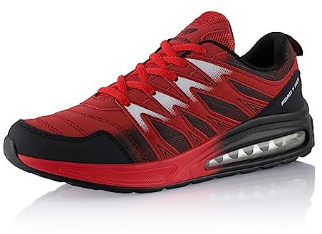 Fusskleidung® Damen Herren Sportschuhe Dämpfung Sneaker leichte Laufschuhe Rot Schwarz Weiss EU 41