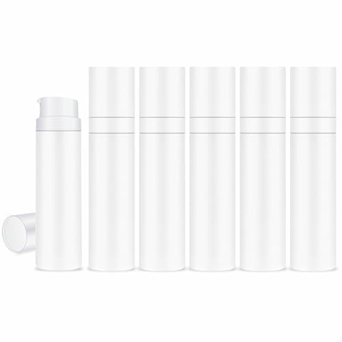 MYOC White Airless Pump Long Bottle Set | 6 Bottles | 50ml | Leak-Proof & Hygienic Dispensing | Ideal for DIY Beauty, Skincare, and Haircare