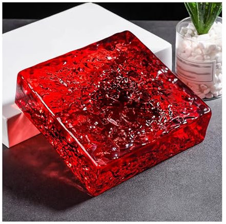 ZNQNDSR Ladrillos De Cristal De Lados Cuadrados Bloques De Vidrio De Color Transparente con Textura De Cristal De Hielo para Tabiques De Bares, Hoteles, Oficinas Y Casas.(Red)