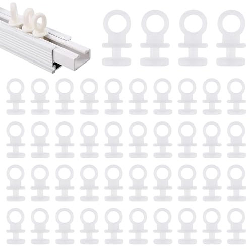 100Pcs White Plastic Curtain Hooks Heavy Duty Curtain Track Gliders Rail Hooks for Pencil Pleat, Net, Shower Curtains Durable Curtains Runners and Sliders Accessories (White) (100PCS)